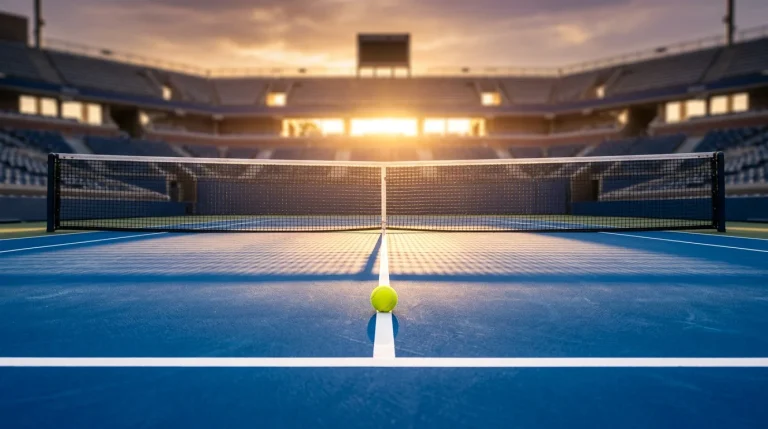 Tennis court data overlay showing betting market analytics and serve statistics