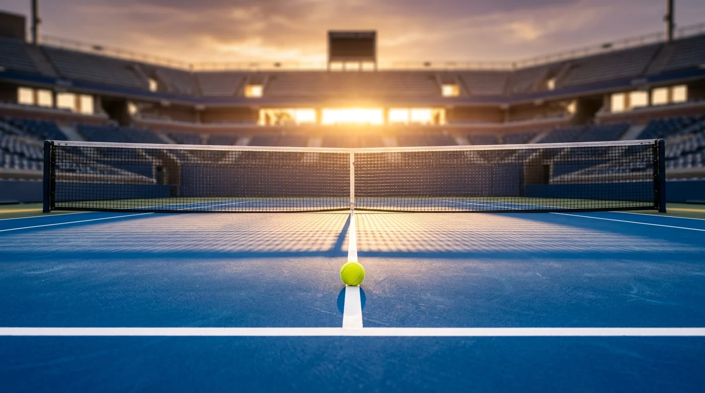Tennis court data overlay showing betting market analytics and serve statistics
